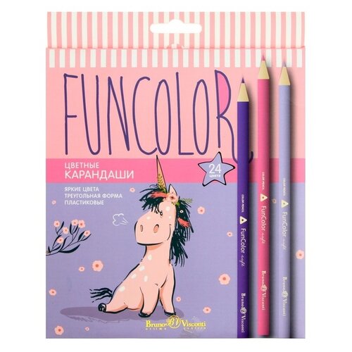 Bruno Visconti Карандаши цветные FunColor 24 цвета, 30-0062, 24 шт. карандаши цветные 24 цв funcolor пластиковые 30 0062 1