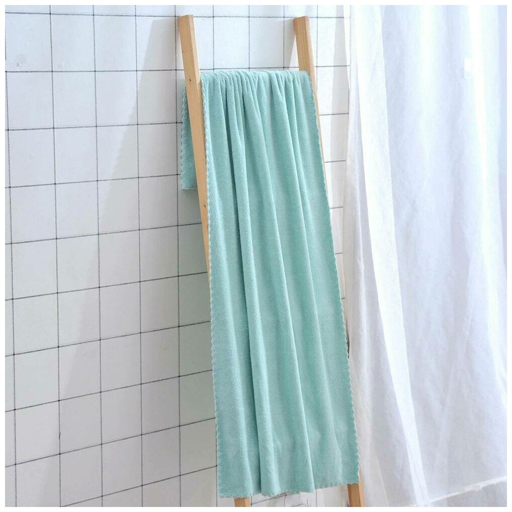 Набор банных полотенец, Набор подарочный банные полотенца, 2 шт, 35х75 см, 70х140 см, зеленый - фотография № 4
