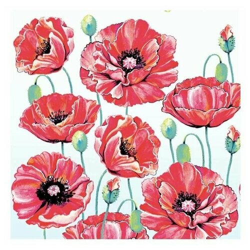 Гармония Салфетки бумажные 1-слойные Маки, 100 шт-2 упаковки