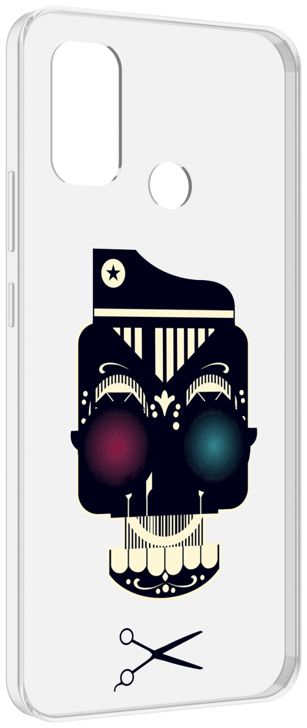Чехол MyPads черно белый скелет с яркими глазами для UleFone Note 10P / Note 10 задняя-панель-накладка-бампер