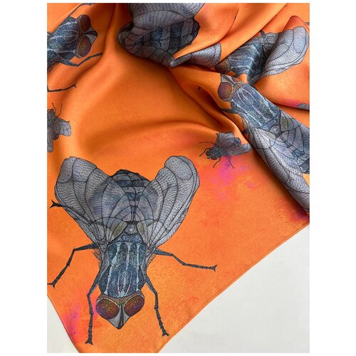 фото Платок irina ternovskaya,90х90 см, серый, оранжевый