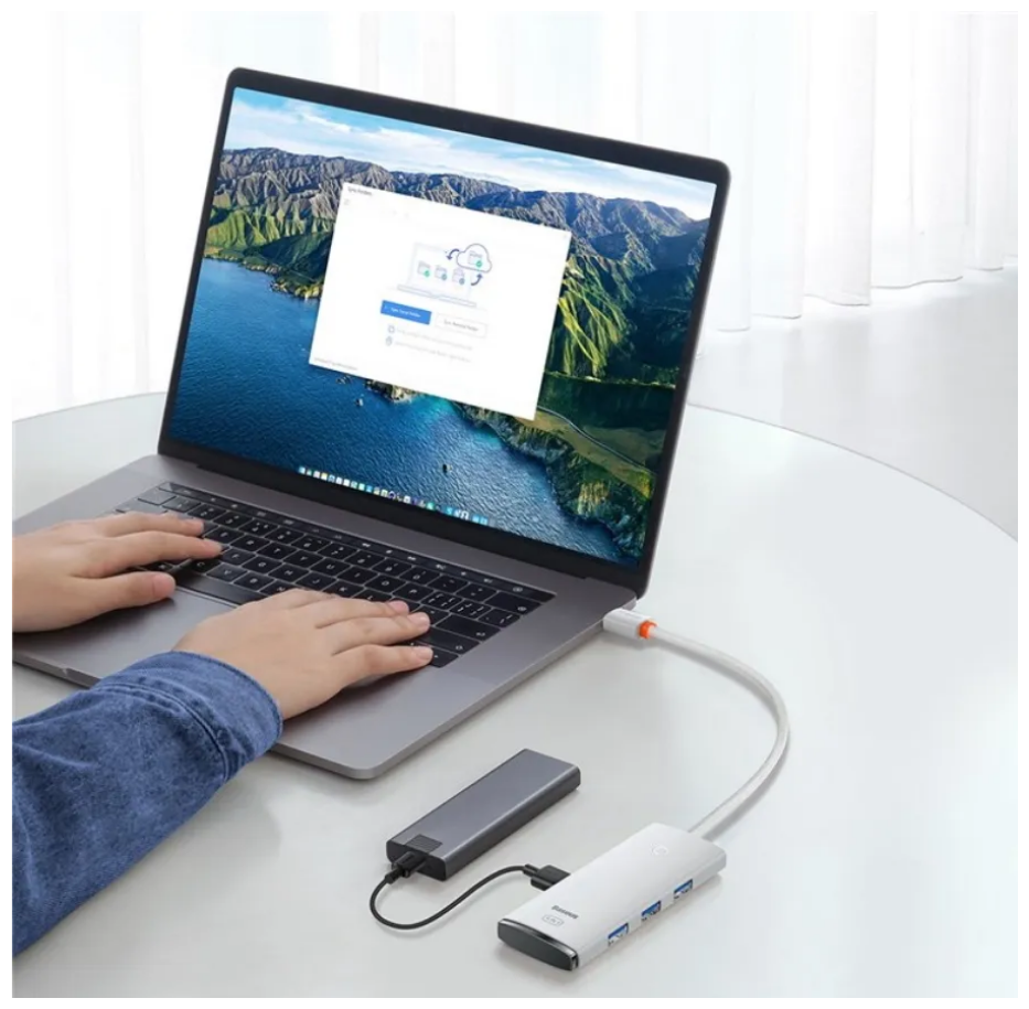 Baseus Lite Серия концентратор USB Тип C адаптер - 4x USB 30 100см белый