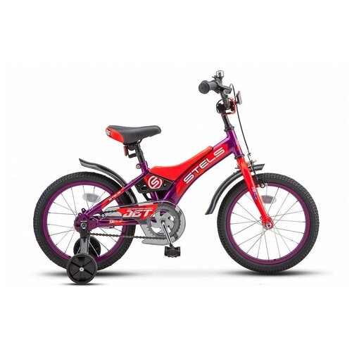 Велосипед детский двухколесный для мальчика с дополнительными колесами STELS Jet-16 9 Фиолетовый-оранжевый 720000₽
