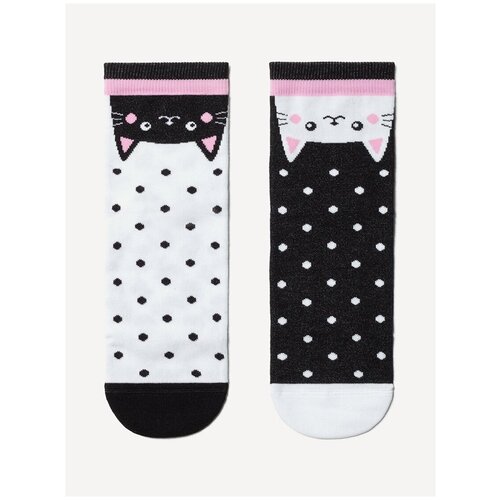 Женские носки Conte Elegant средние, фантазийные, размер 23-25, черный, белый