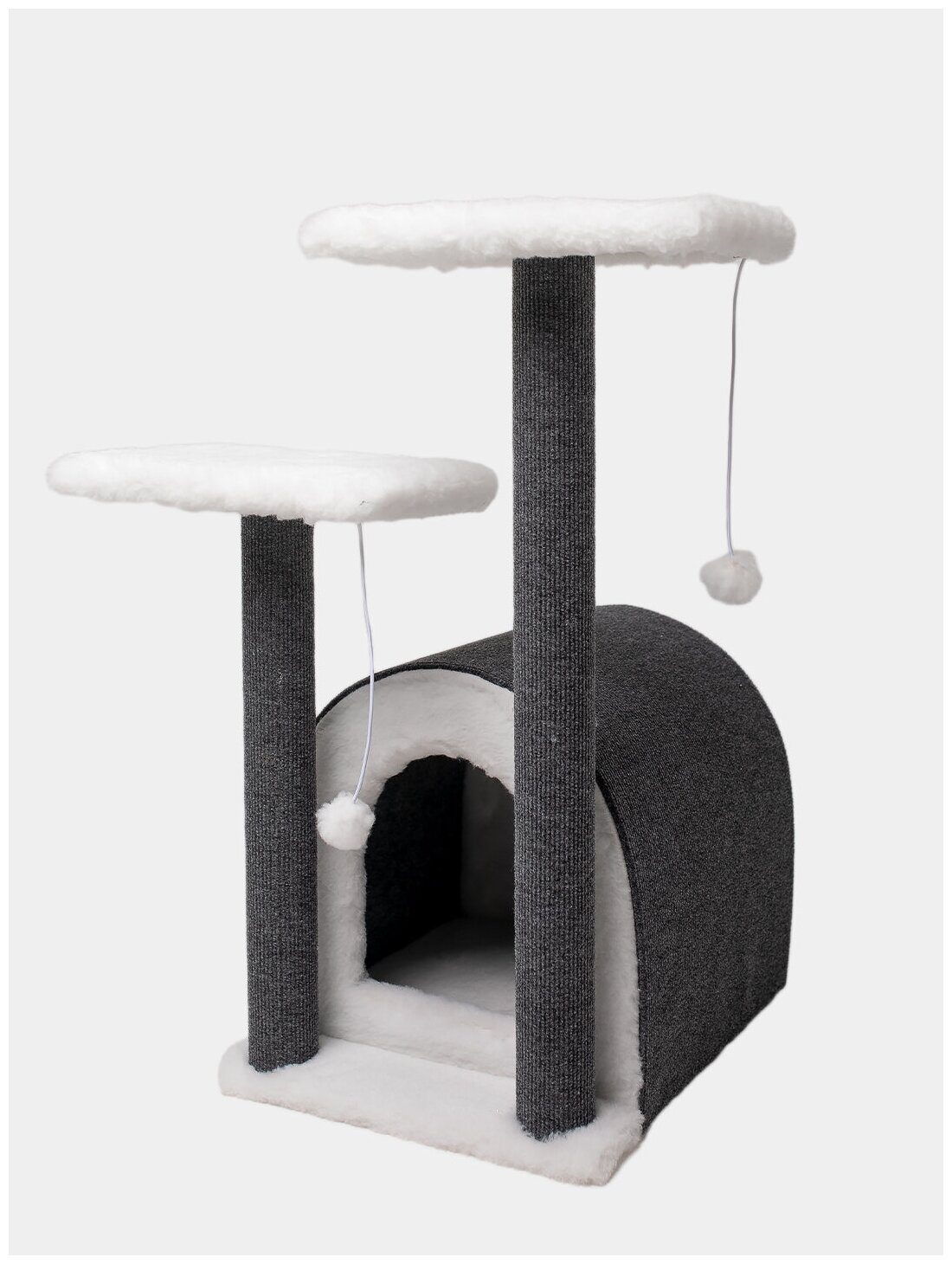 Когтеточка для кошек Домик с двумя столбиками, 50 и 70 см
