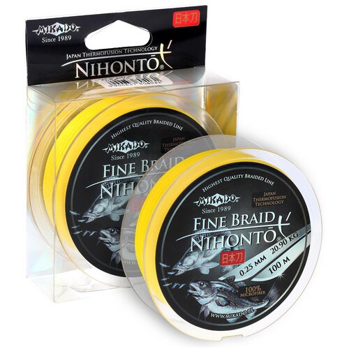 Mikado, Плетеный шнур Nihonto Fine Braid, 100м, 0.40, 34.90кг, Fluo