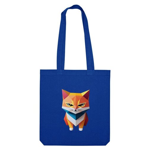 Сумка шоппер Us Basic, синий мужская футболка рыжий кот в стиле паперкрафт 2xl синий