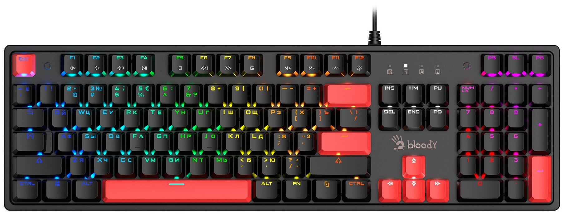 Клавиатура A4Tech Bloody S510N механическая черныйкрасный USB for gamer LED