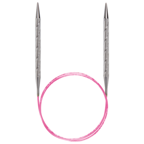 Спицы ADDI 115-7/3-150, диаметр 3 мм, длина 150 см, общая длина 150 см, серебристый/розовый