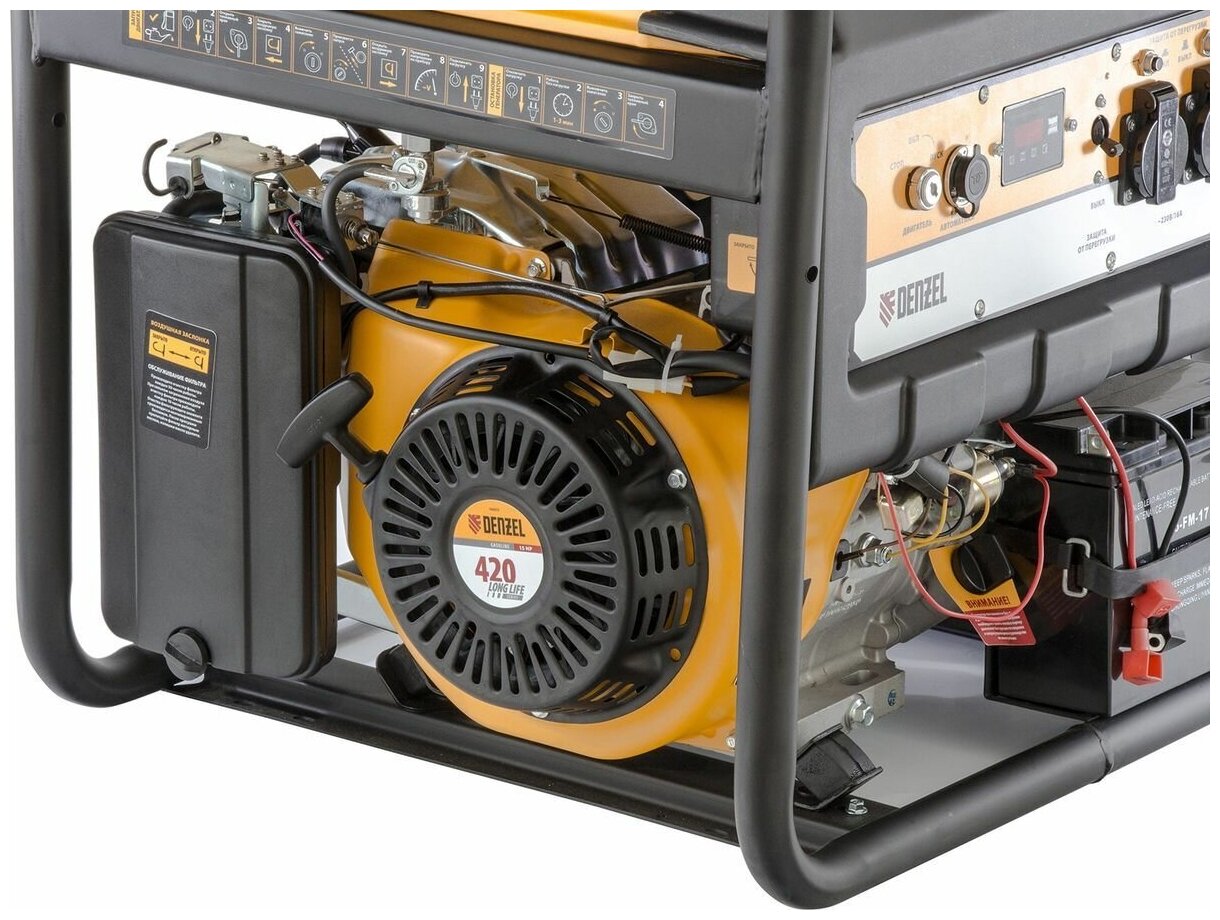 Генератор бензиновый Denzel PS 55 EA, коннектор автоматики, электростартер, 25л, 5,5 кВт, 230В 946874 - фотография № 3