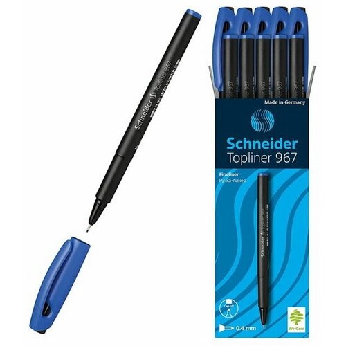 Ручка капиллярная TOPLINER 967, узел 0.4 мм, чернила синие, 10 шт.
