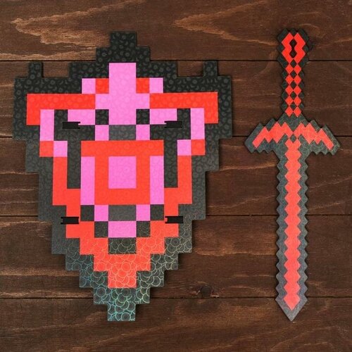 Набор деревянных сувениров Рубиновое оружие щит, меч набор деревянных сувениров алмазное оружие щит меч 7139102