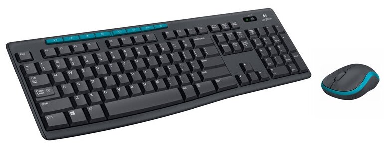 Комплект клавиатура + мышь Logitech Wireless Combo MK275, черный/голубой - фотография № 4