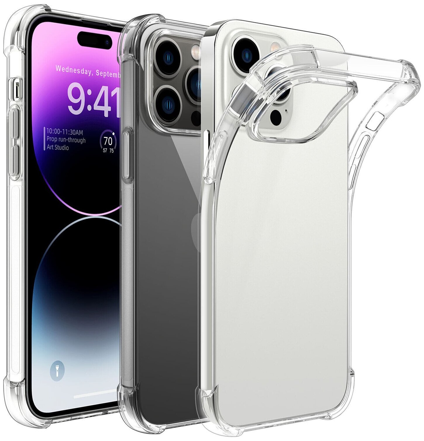 Противоударный силиконовый чехол для смартфона Apple iPhone 14 Pro / Ударопрочный прозрачный чехол на Эпл Айфон 14 Про с защитой углов