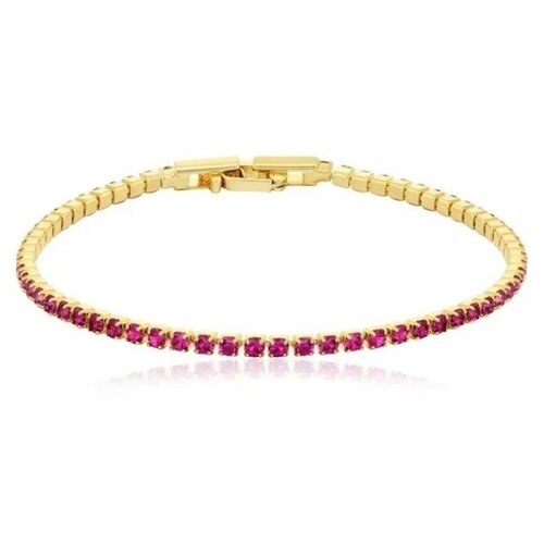 Браслет LaPena,браслет цирконий малиновый, браслет из гипоаллергенного сплава,размер 18+3, диаметр 3мм