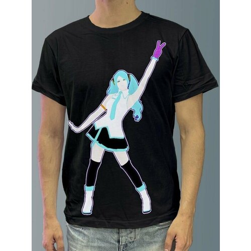 фото Футболка мужская черная из хлопка с dtf рисунком игры just dance - 3232 будь на стиле