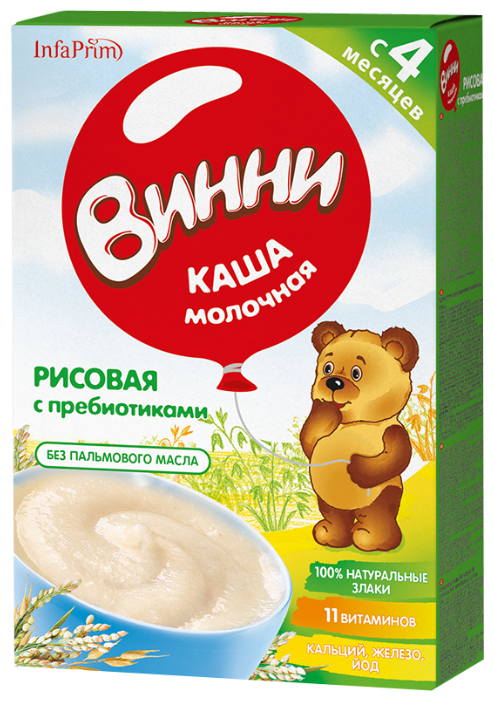 Каша Винни молочная рисовая с пребиотиками (с 4 месяцев) 200 г