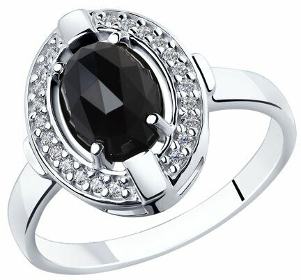 Кольцо Diamant online, серебро, 925 проба, фианит, агат, размер 19