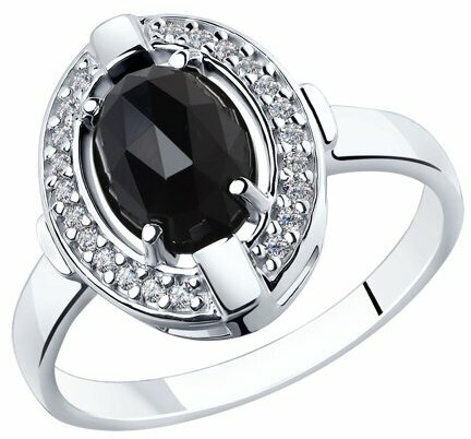 Кольцо Diamant online, серебро, 925 проба, фианит, агат