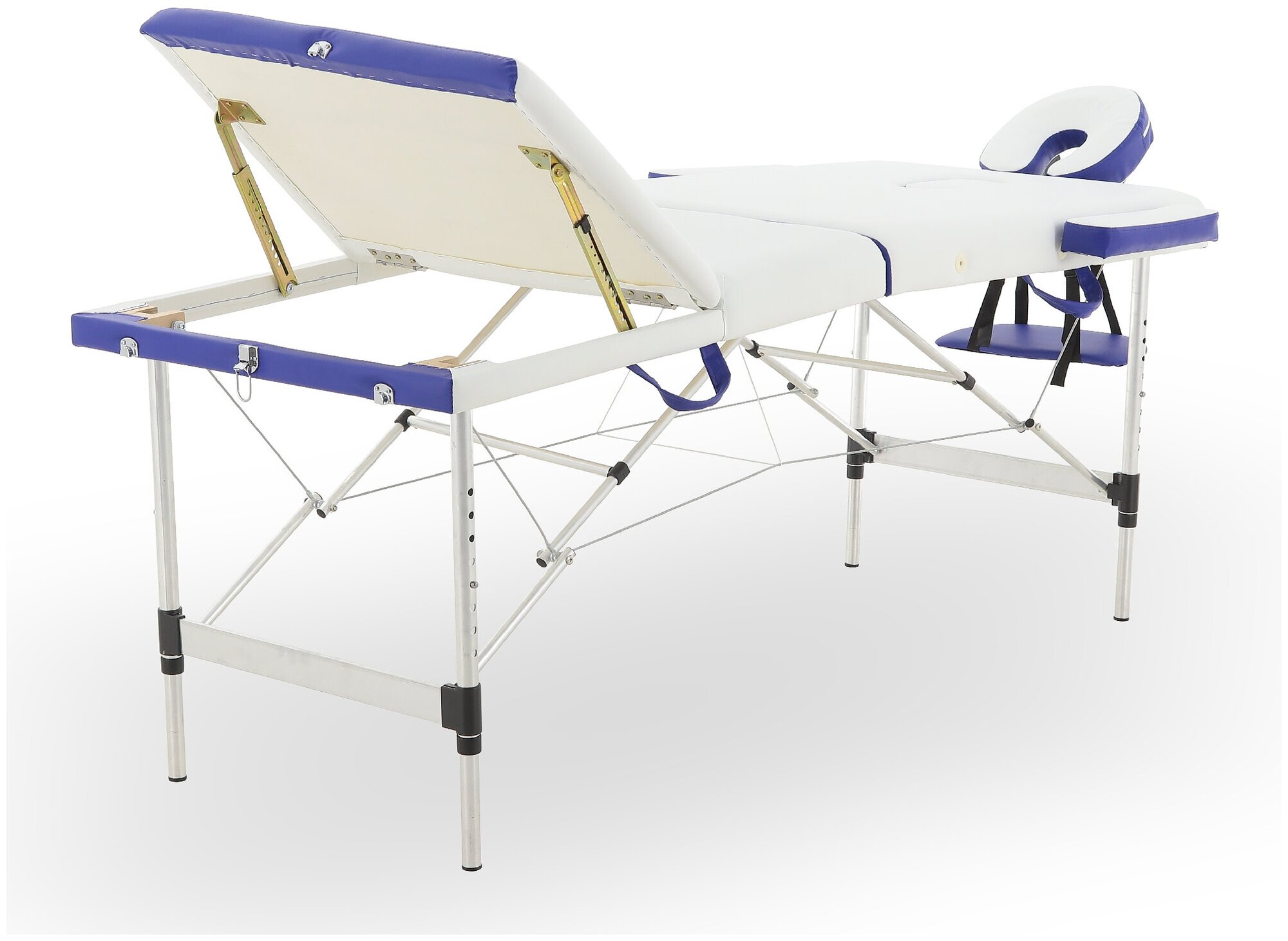 Массажный складной стол Med-Mos JFAL01A трехсекционный, белый/синий