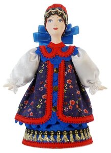 Фото Кукла коллекционная Потешного промысла женщина в русском костюме с тремя бантами.