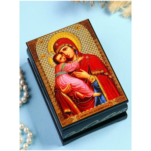 Шкатулка «Божья Матерь Владимирская» 10×14 см, лаковая миниатюра 9188743