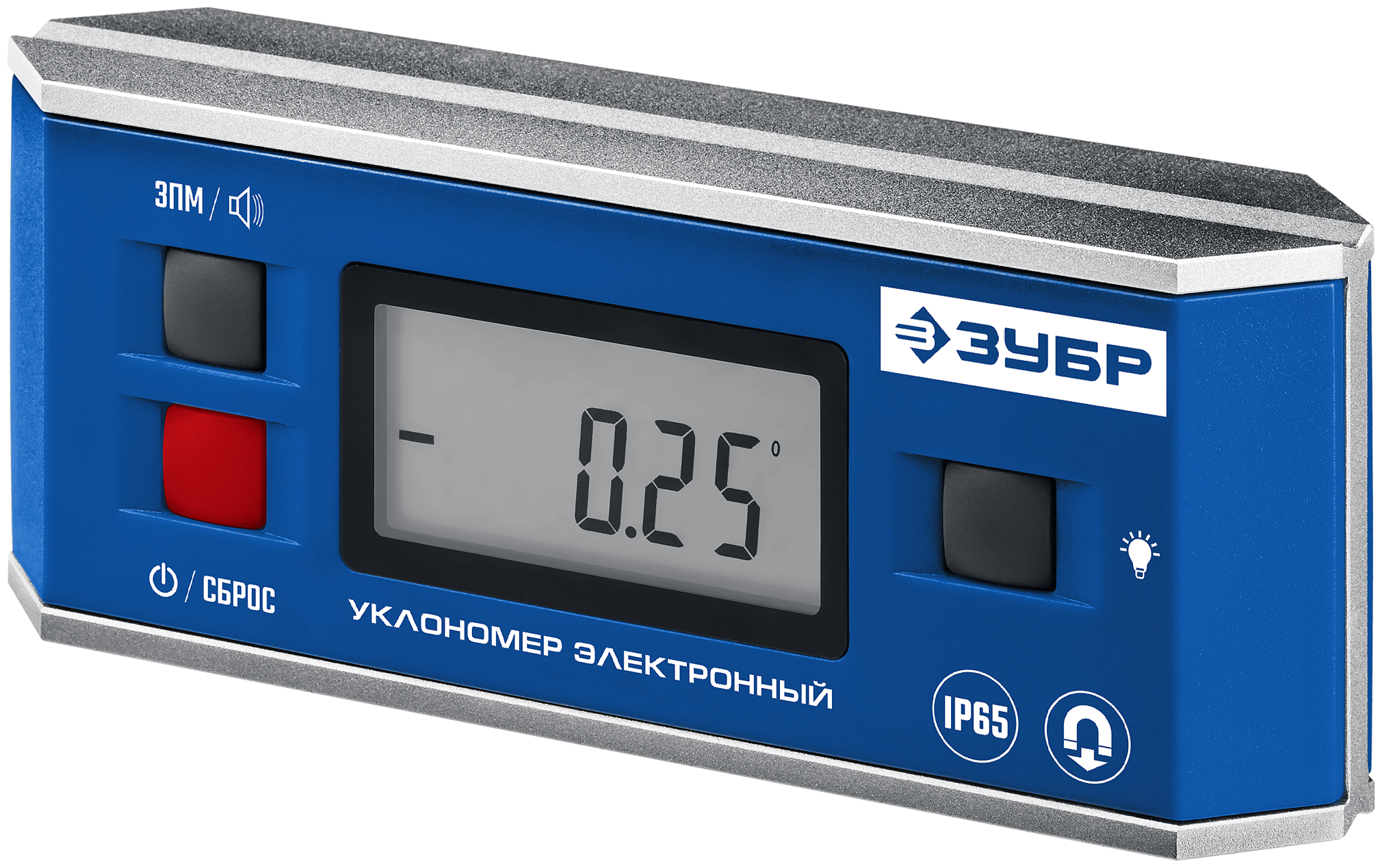 Мини уровень-уклономер электронный, IP65, Магнитный, Диапазон 0-90°, Точность ±0,05°, 3 кнопки, HOLD, Подсветка, Автоповорот, ЗУБР Профессионал