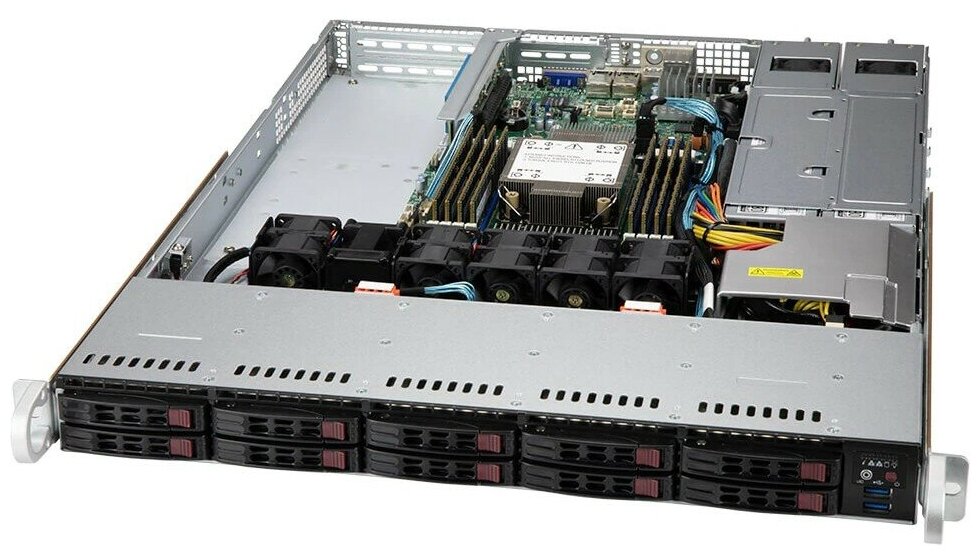 Supermicro Сервер SYS-110P-WTR 1U LGA-4189 TDP 270W Intel C621A 8xDDR4 10x25" Hot-swap 4x 25" NVMe hybrid  SATA3 6Gbps  2xPCI-E 40 x16