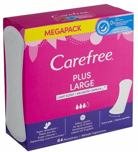 Carefree прокладки ежедневные Plus Large Light Scent 3 капли