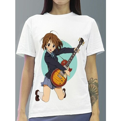 фото Футболка женская белая из хлопка с dtf рисунком аниме k - on - 993 будь на стиле