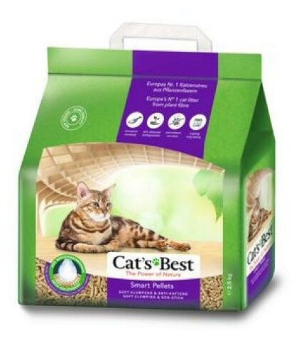 Наполнитель для кошачьих туалетов CAT'S BEST Smart Pellets (Nature Gold) древесный, комкующийся 5л (2,5кг) - фотография № 1