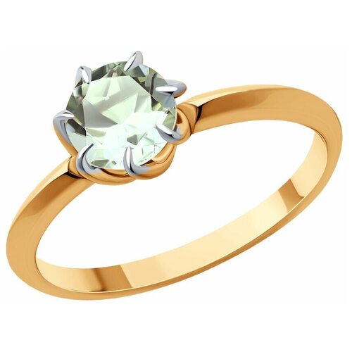 Кольцо Diamant, красное золото, 585 проба, празиолит, размер 17.5 бусы празиолит