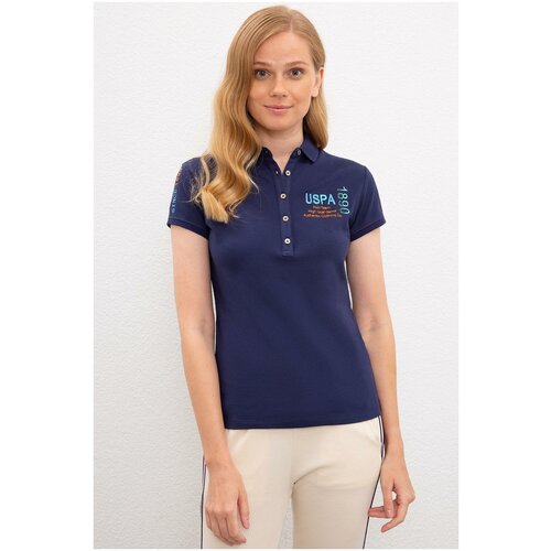 Женская темно-синяя футболка-поло с воротником U.S. Polo Assn, размер S