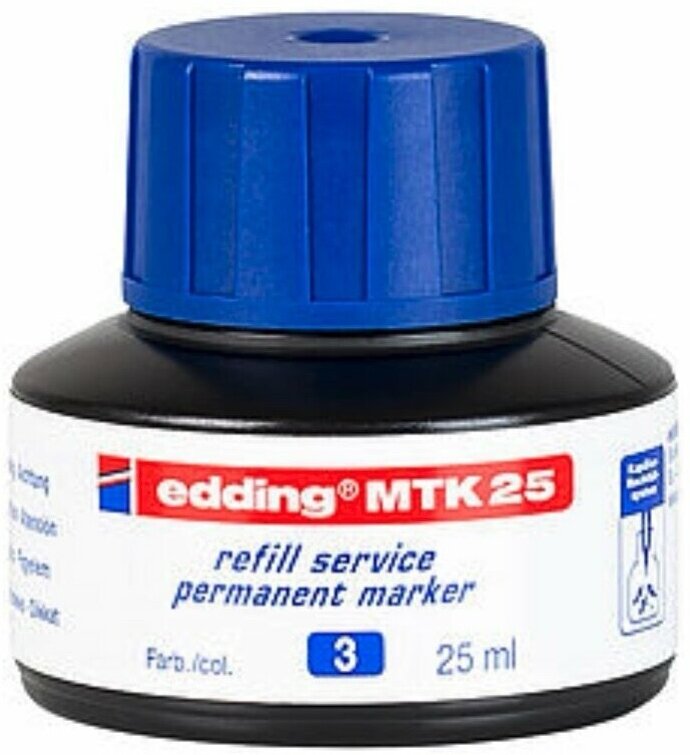Заправка перманентная EDDING MTK 25 капиллярная система чернила для заправки перманентных маркеров 25 мл синяя