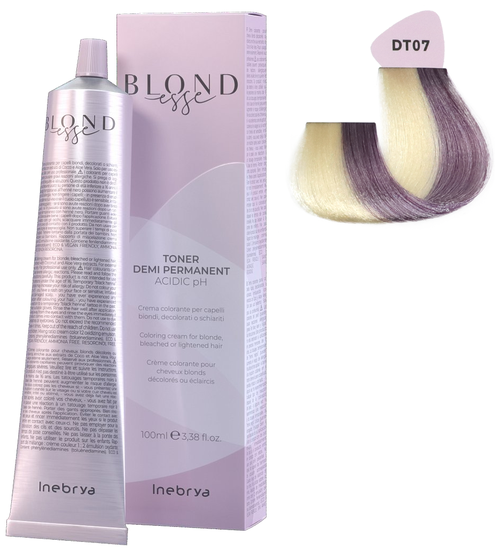 Крем-краска для тонирования светлых волос Toner Demi Permanent Inebrya Blondesse DT07 Розовое золото 100 мл
