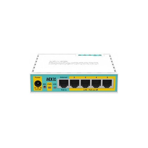 маршрутизатор mikrotik hex lite rb750r2 poe Роутер MikroTik hEX PoE lite (RB750UPR2) 10/100BASE-TX белый