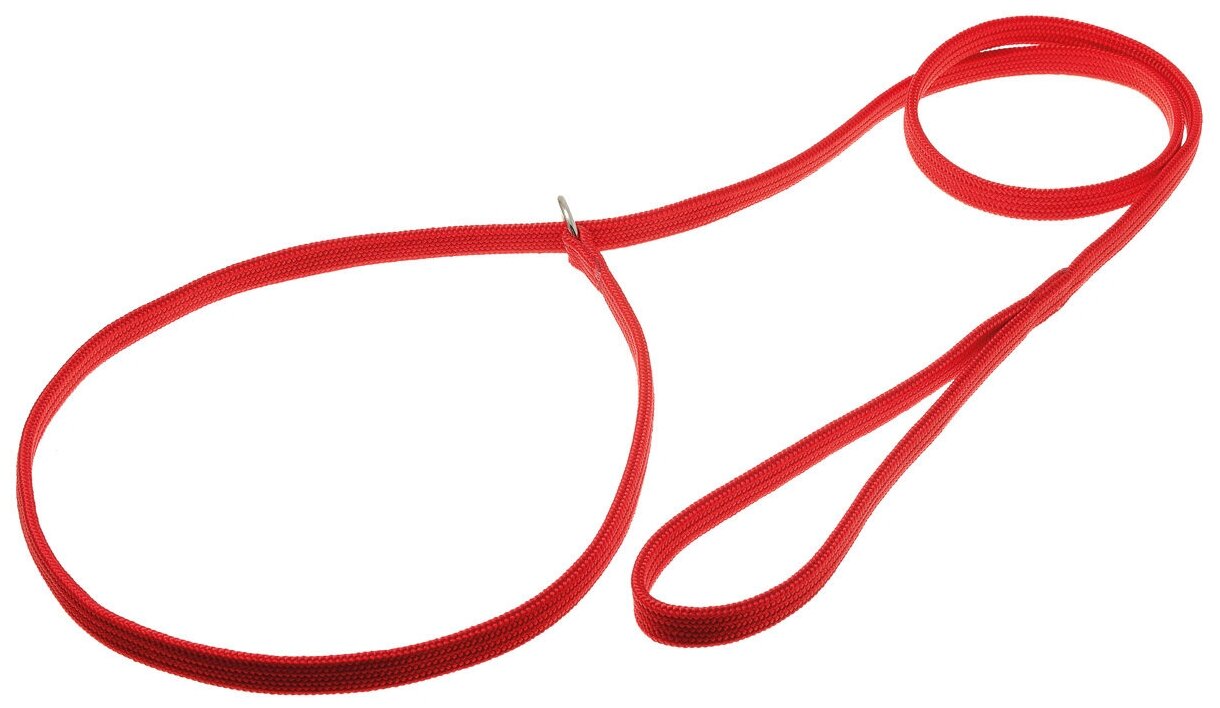 Поводок удавка для собак, с кольцом (лента-чулок) 10мм * 150см, красный