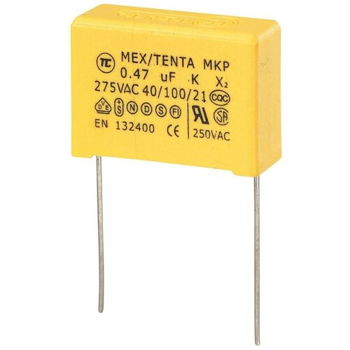 X2 конденсатор 0.47 мкФ 275 В (AC), шаг контактов 15 мм, 10 шт.