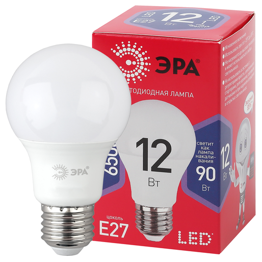 Лампа светодиодная LED A60-12W-865-E27 R (диод, груша, 12Вт, хол, E27) | код Б0045325 | ЭРА (20шт. в упак.)