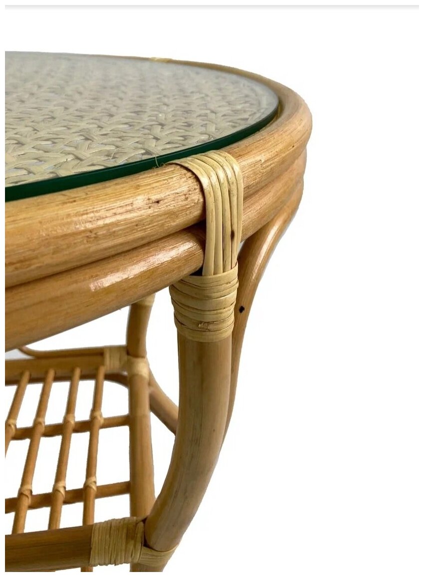 Стол с плетеной столешницей из натурального ротанга Петани, цвет мед - фотография № 2