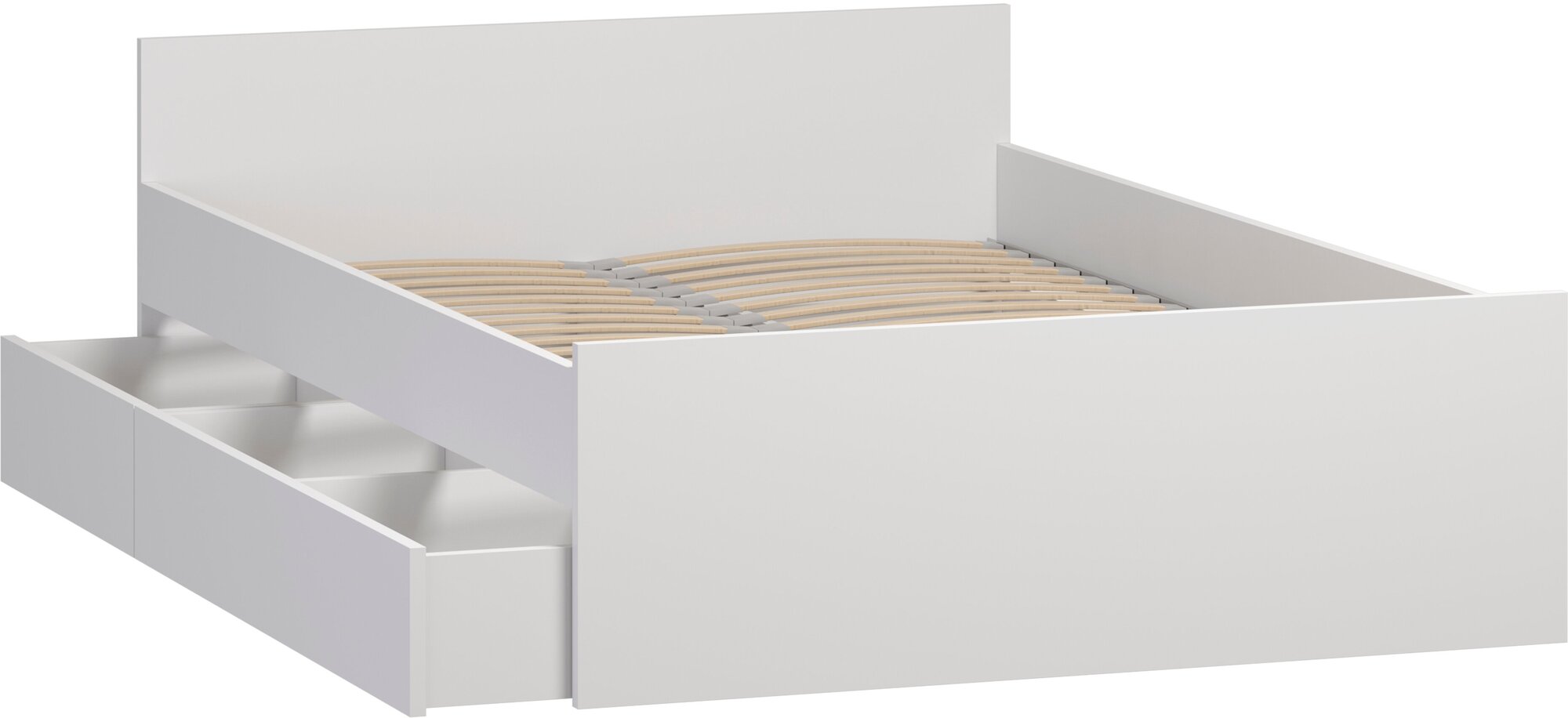 Кровать двуспальная, 200х200 см, с ортопедическим основанием, белый - фотография № 3