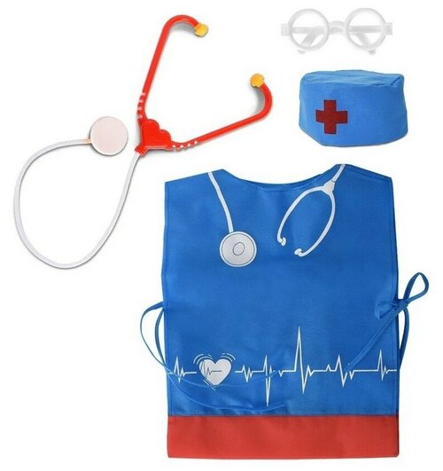 Набор «Медик» из 4 предметов: накидка, колпак, стетоскоп, очки