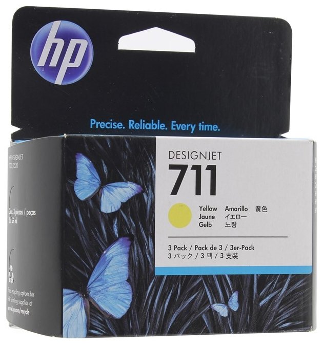 Картридж 711 для HP DJ T120/T520, желтый, 3*29мл (Оригинальный) CZ136A (3штХупак).