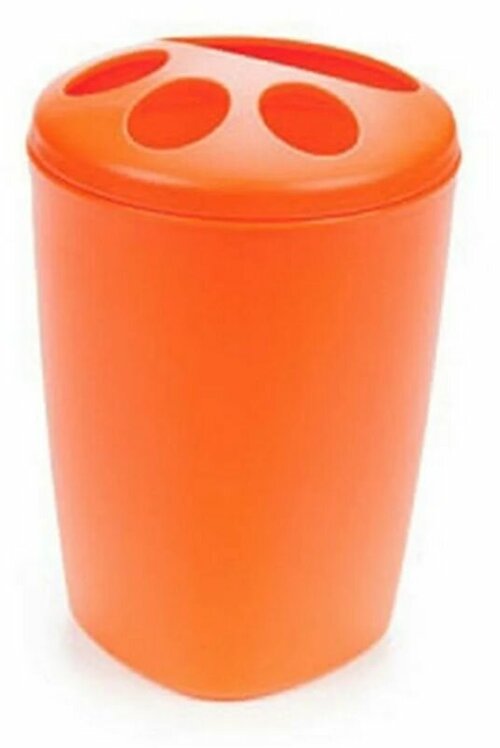 Подставка для зубных щеток стакан для щеток в ванную пластиковый оранжевый
