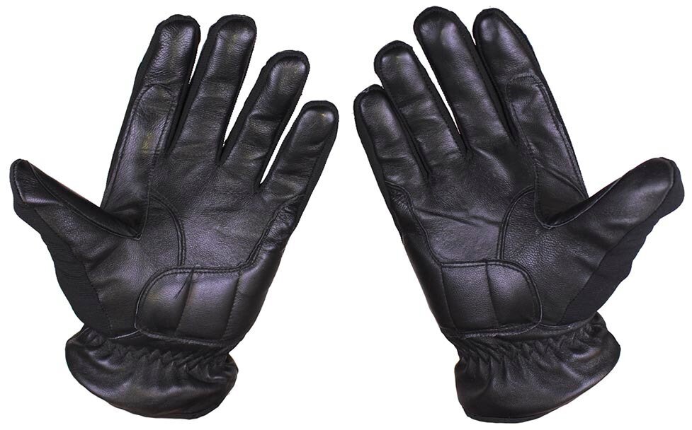 Перчатки автомобильные кожаные на флисе с защитой суставов цвет черный (размер: 12)