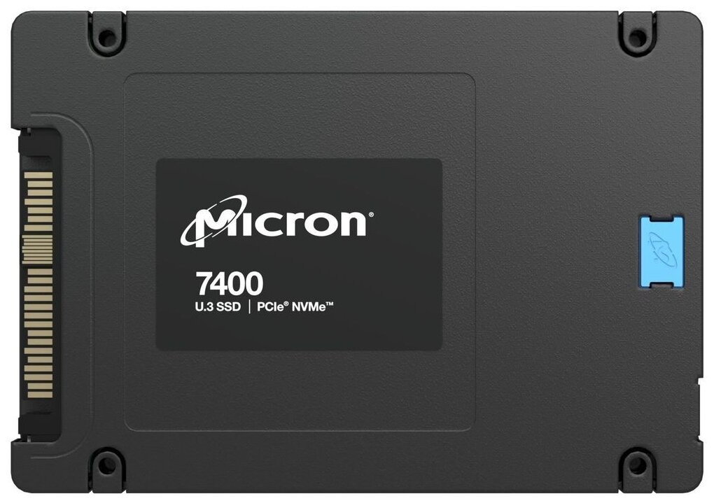 Micron SSD 7450 MAX, 800GB, U.3(2.5" 15mm), NVMe, PCIe 4.0 x4, 3D TLC, R/W 6800/1400MB/s, IOPs 530 000/145 000, TBW 4300, DWPD 3