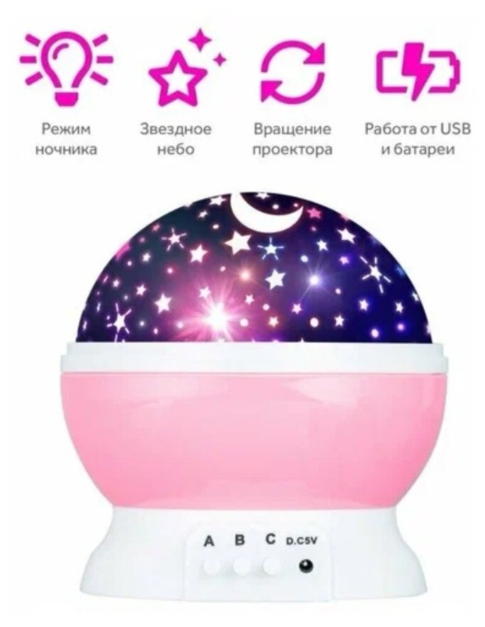 Ночник проектор звёздного неба Star master (Розовый)/подарок на любой праздник - фотография № 3