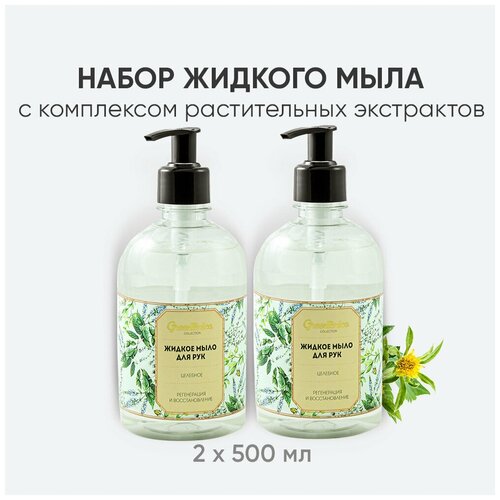 Charm Cleo Cosmetic GreenTonica Collection. Жидкое мыло для рук Целебное антибактериальное питательное 2х500 мл