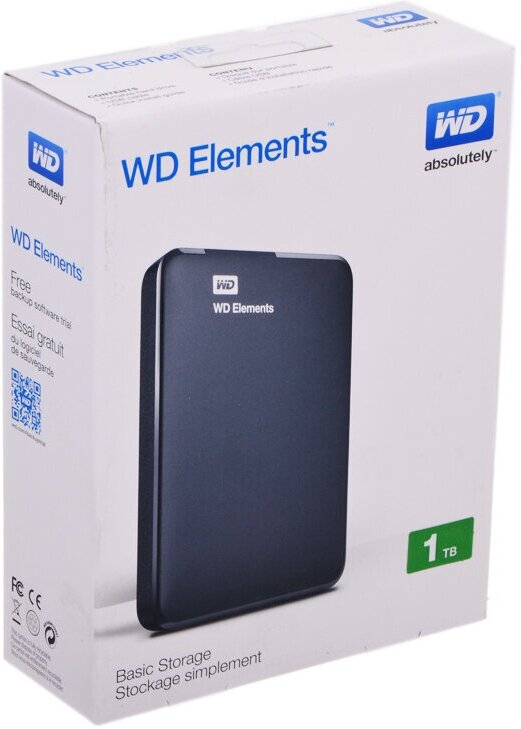 Жесткий диск WD USB 3.0 1Tb WDBUZG0010BBK-WESN Elements Portable 2.5" черный