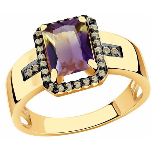 фото Золотое кольцо александра кл3754-49ск-ш с фианитом и аметрином diamant-online